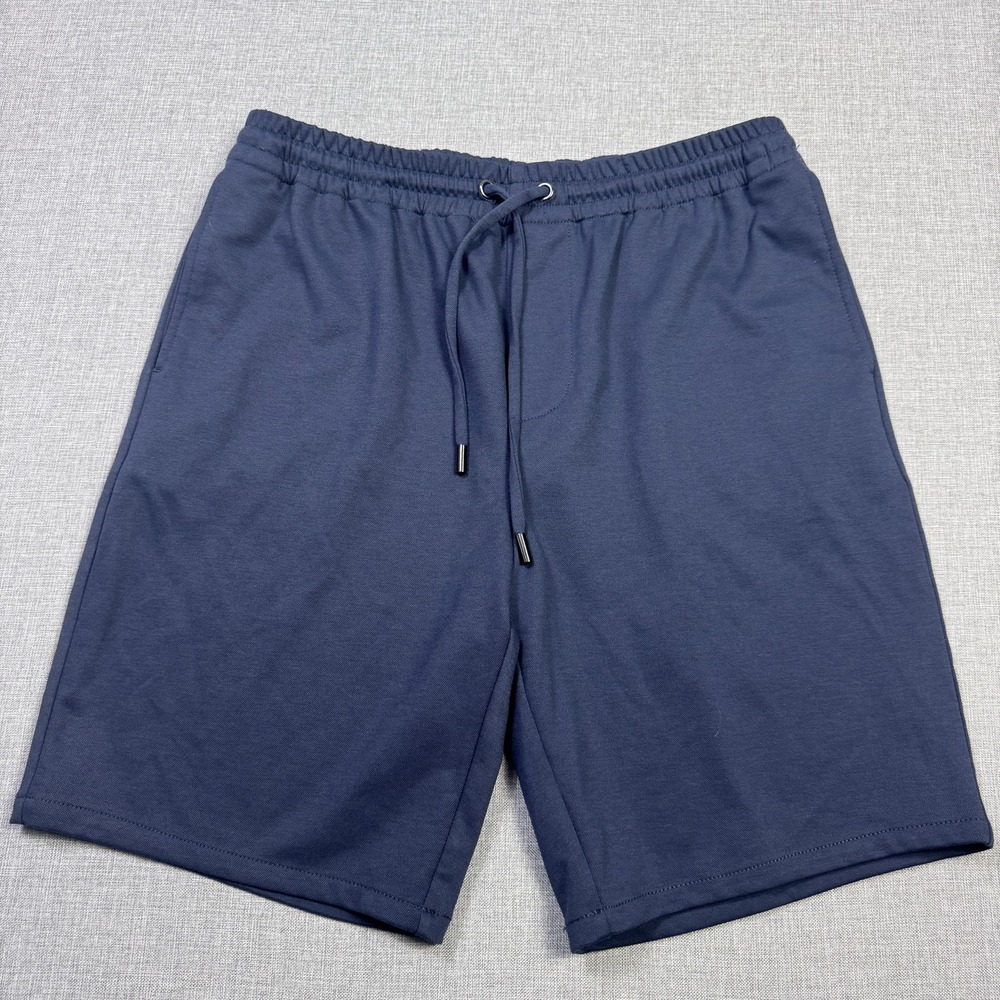 Paige Sweat Shorts Mens 38 Blue Polyester Rayon Spandex Flat Front 9 Inseam